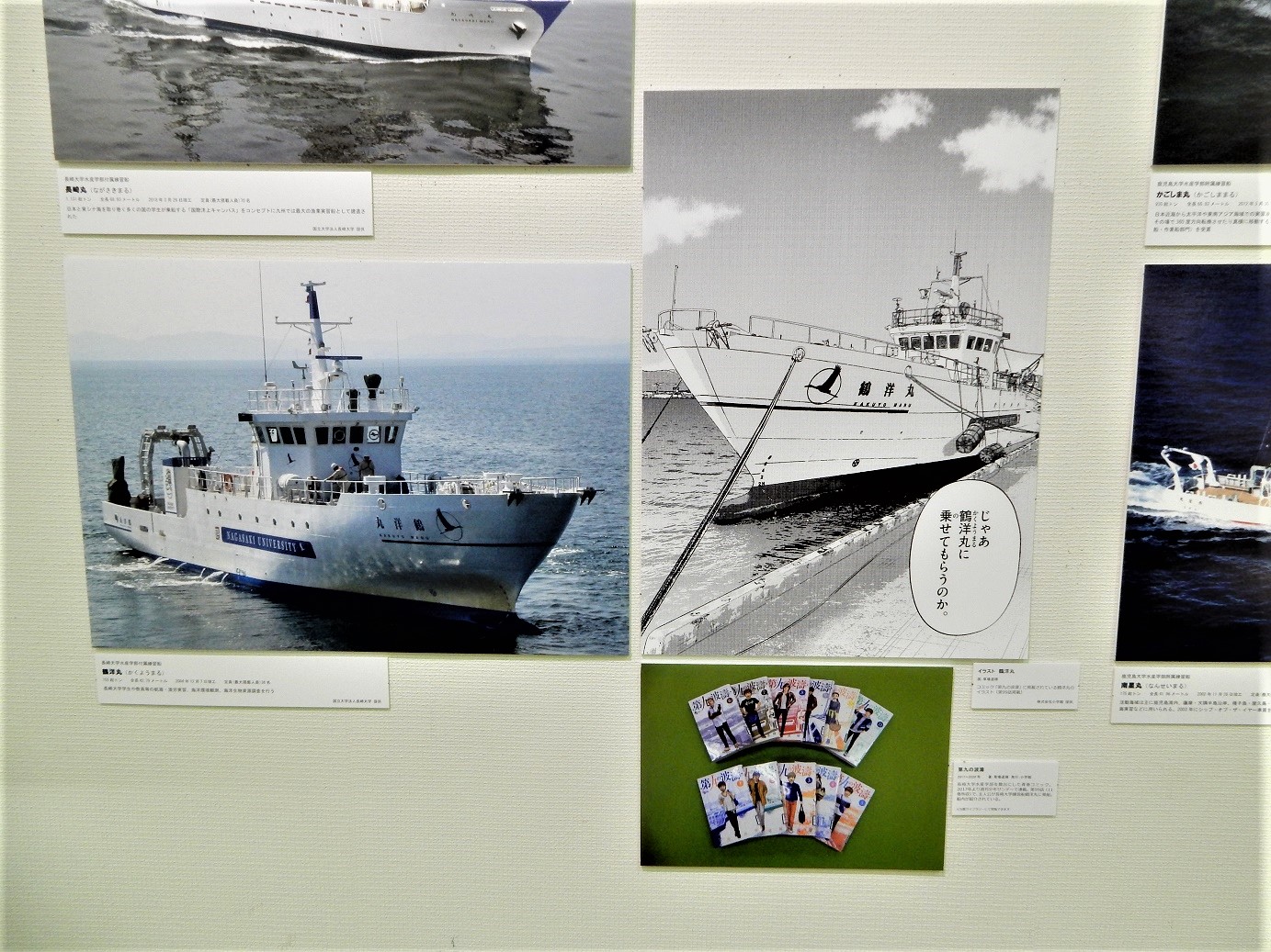 企画展にて草場道輝先生のｲﾗｽﾄ 鶴洋丸 を展示中 帆船日本丸 横浜みなと博物館