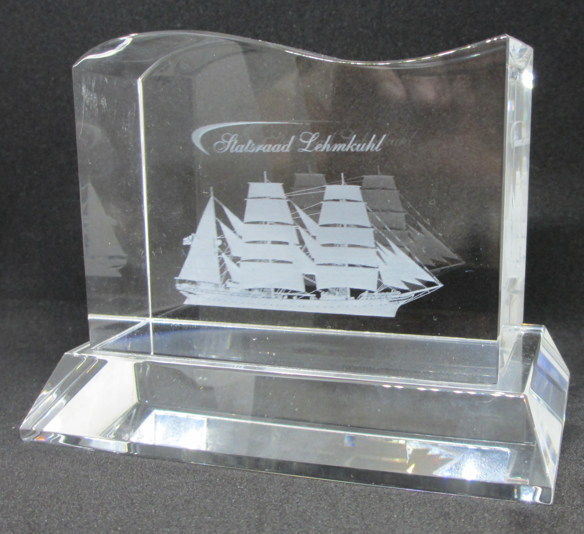 ◆廃盤 未使用 1970年代 共箱付！ラリック 帆船の柄 クリスタルプレート ◇廃盤 未使用 1970年代 共箱付！ラリック 帆船の柄 クリスタルプレート